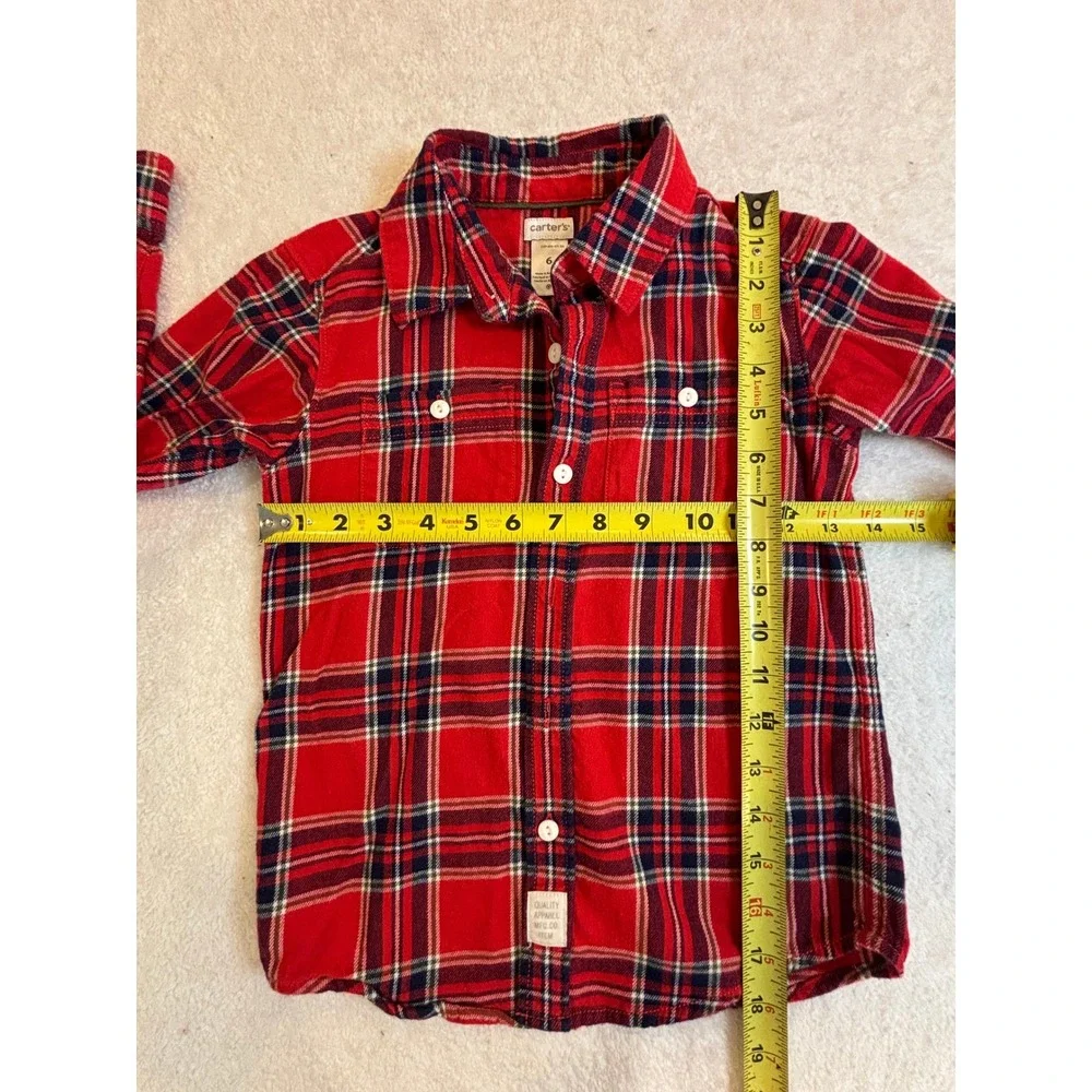 Carters Boys Red Plaid Flannel Button Down‎ Shirt Size 6 CXP-404-431 SSI